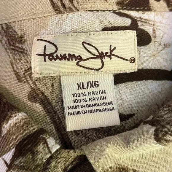 Vintage Panama Jack Men XL All Over Print Shirt Loop Collar Hawaiian Camp Pocket - Picture 5 of 8